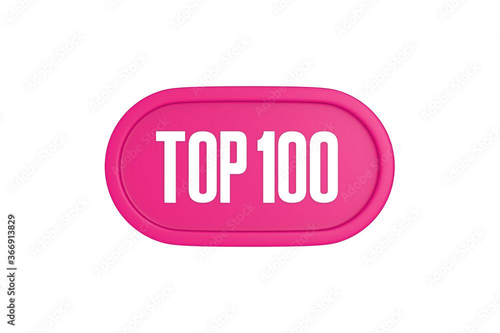 Top 100 sign in pink color isolated on white background, 3d illustration. Top 100 sign in pink color isolated on white background, 3d illustration.