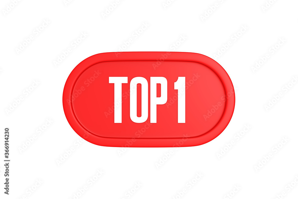 Top 1 sign in red color isolated on white background, 3d illustration. Top 1 sign in red color isolated on white background, 3d illustration.