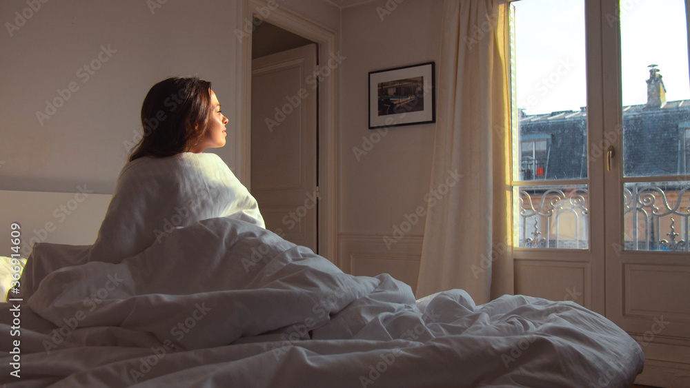 Young girl in bed in the morning Young girl in bed in the morning