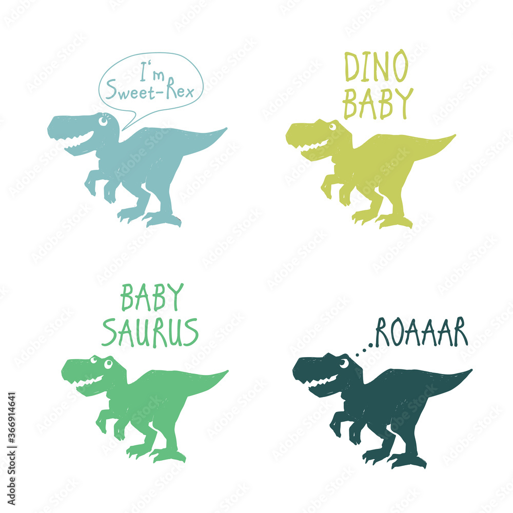 Dinossauro Baby Cute Vetor