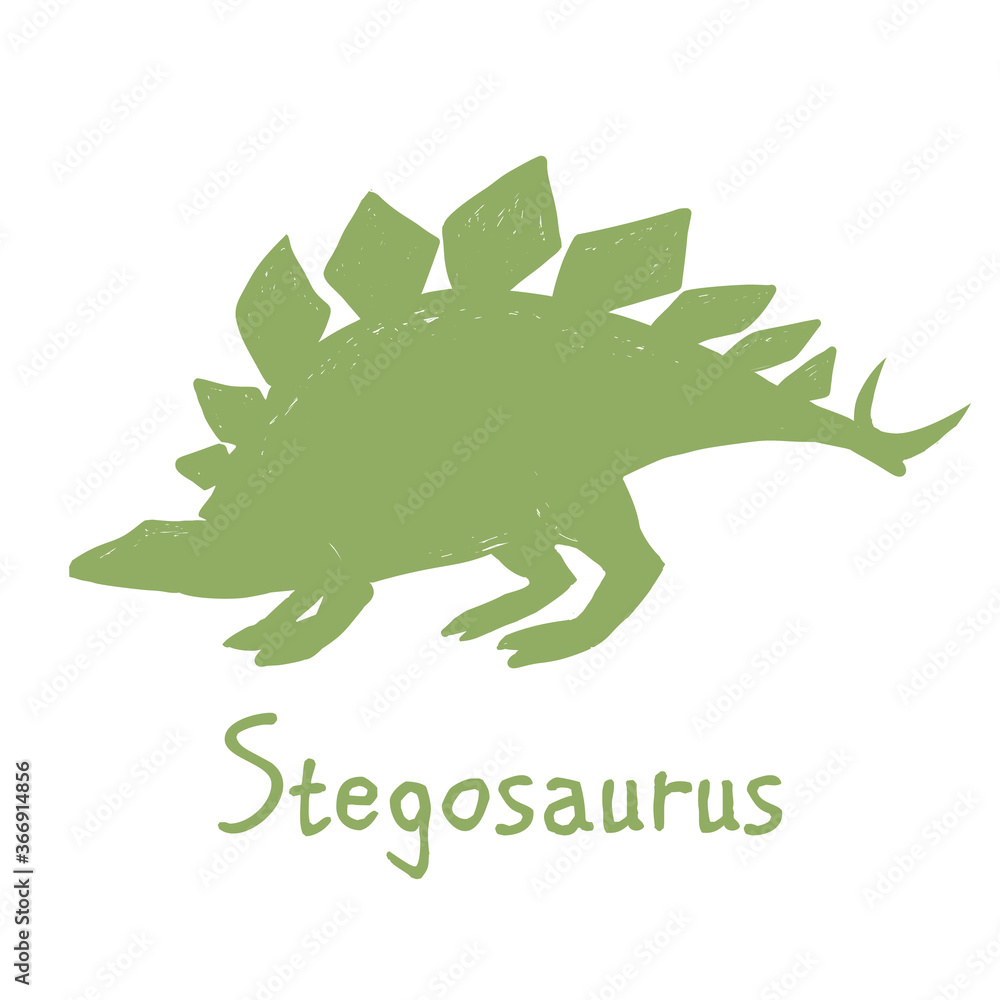 Obraz premium Stegosaurus. Cute dinosaur doodle st-shirt design. Funny Dino collection. Textile design for baby boy on white background. Cartoon monster vector illustration.