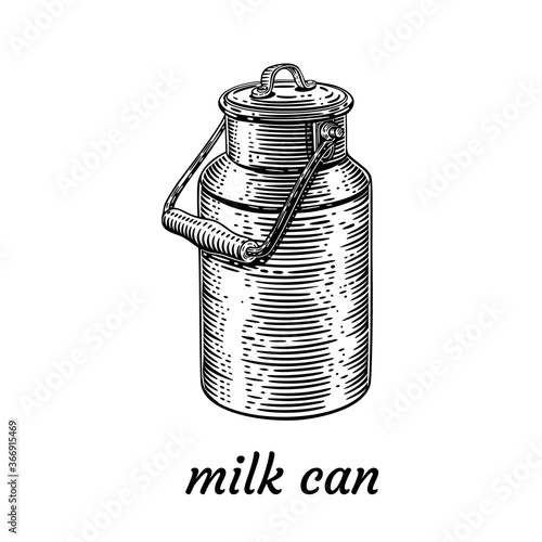 Druckmilk can scratchboard. vector illustration.