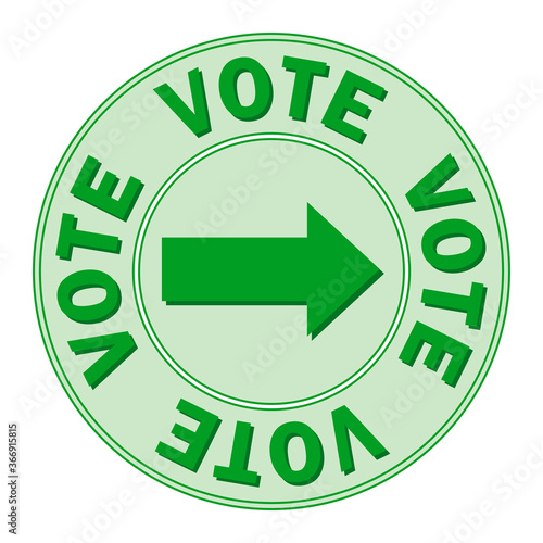 Round signpost direction of polling station with arrow and text VOTE for election territory design. All elements are isolated and editable.