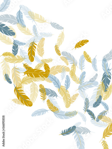 Detailed majestic feather on white design.