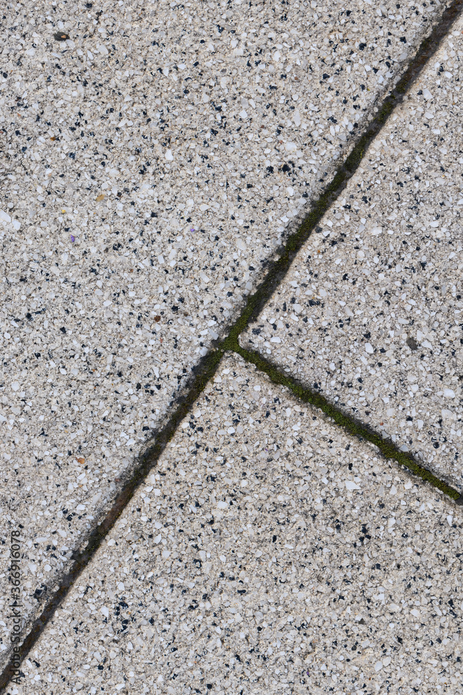 Fototapeta premium Close-up paving slabs by mosaic. Road paving, construction. Tessellated sidewalk tile. Gray paving cement