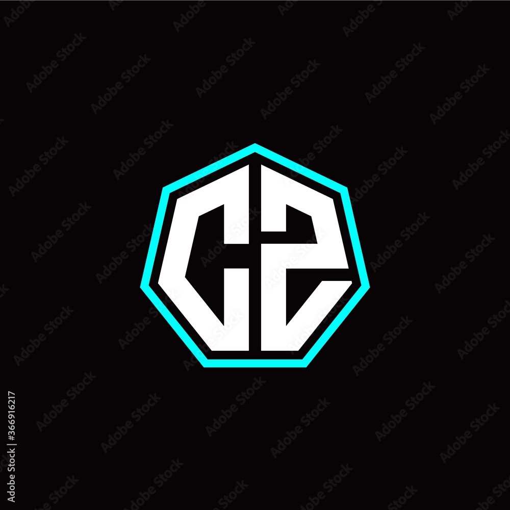 C Z initials modern polygon logo template C Z initials modern polygon logo template