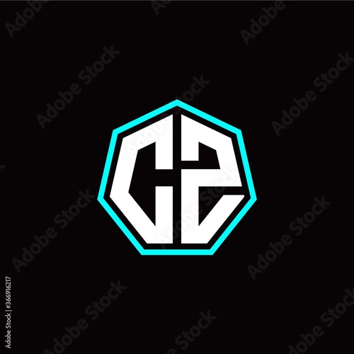 C Z initials modern polygon logo template