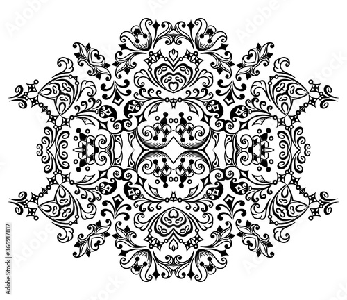 Vector black floral ethnic ornamental illustration