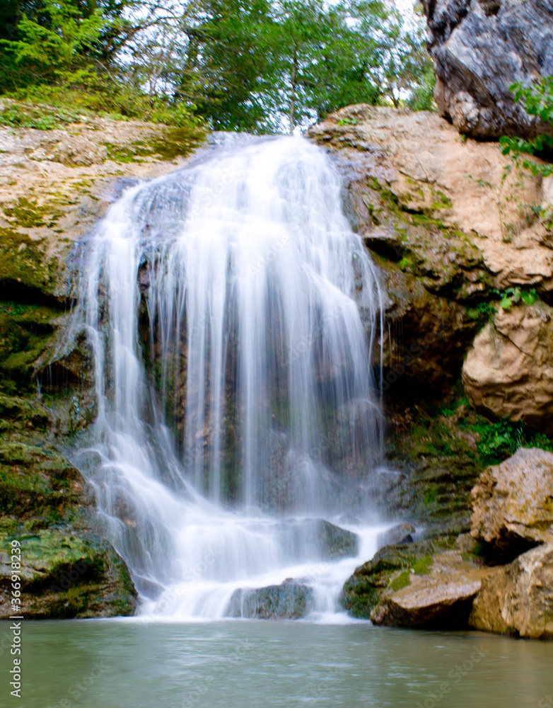 Waterfall in the Republic of Adygea Russia