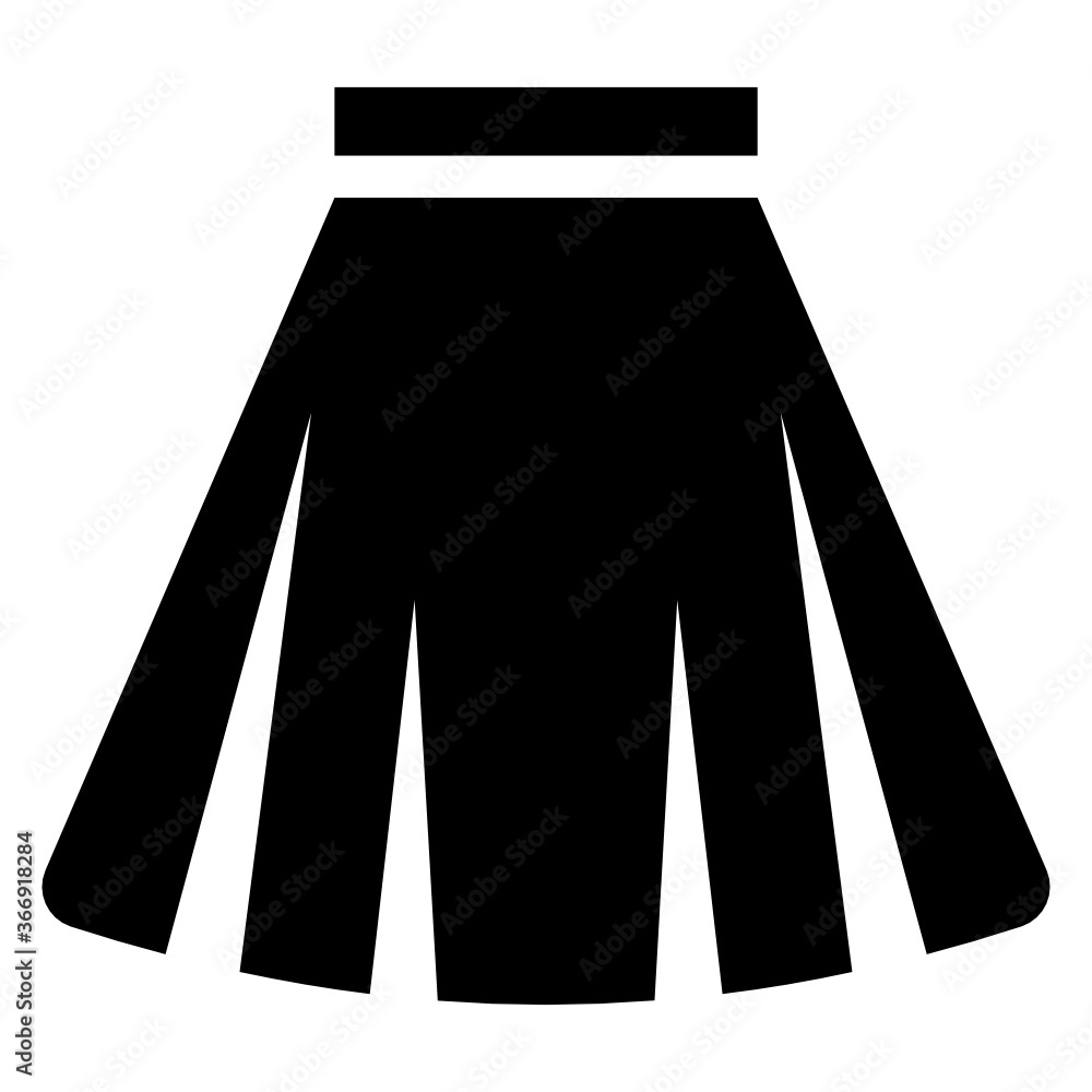 Female formal dress, mini skirt icon in solid style  