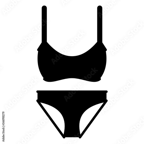 
Women undergarment apparel or beach dress, solid icon of bikini 
