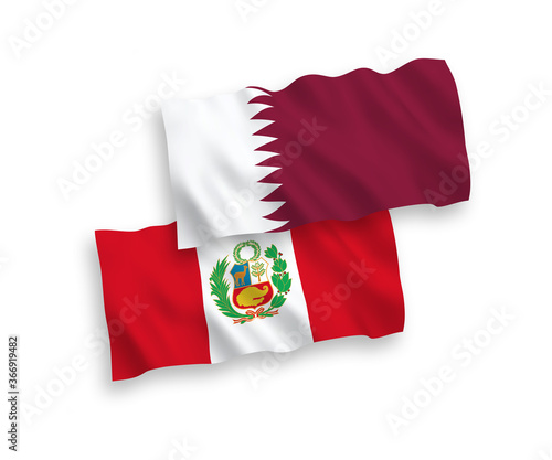 Flags of Peru and Qatar on a white background