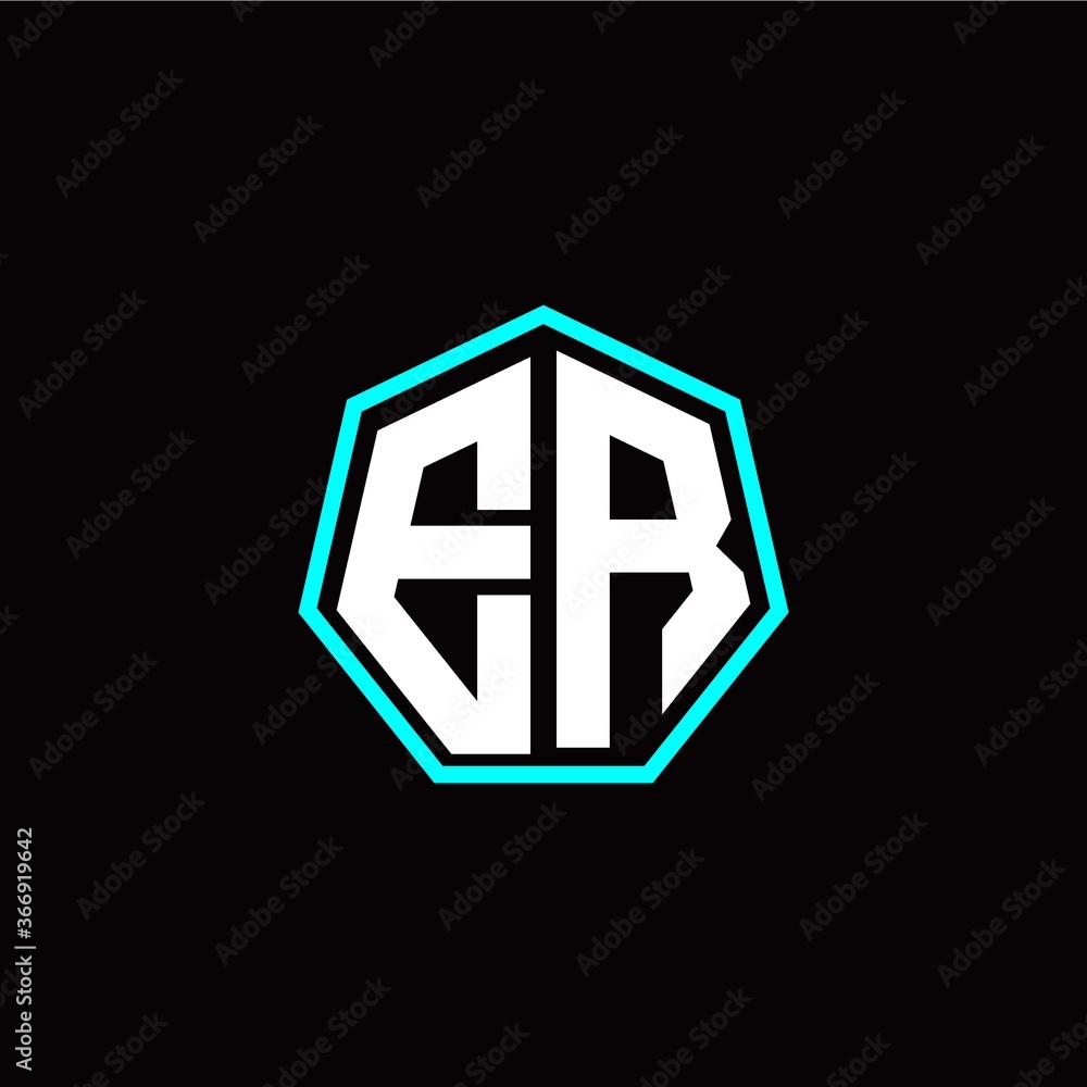 E R initials modern polygon logo template E R initials modern polygon logo template