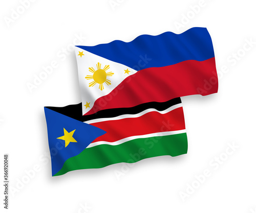 Flags of Republic of South Sudan and Philippines on a white background