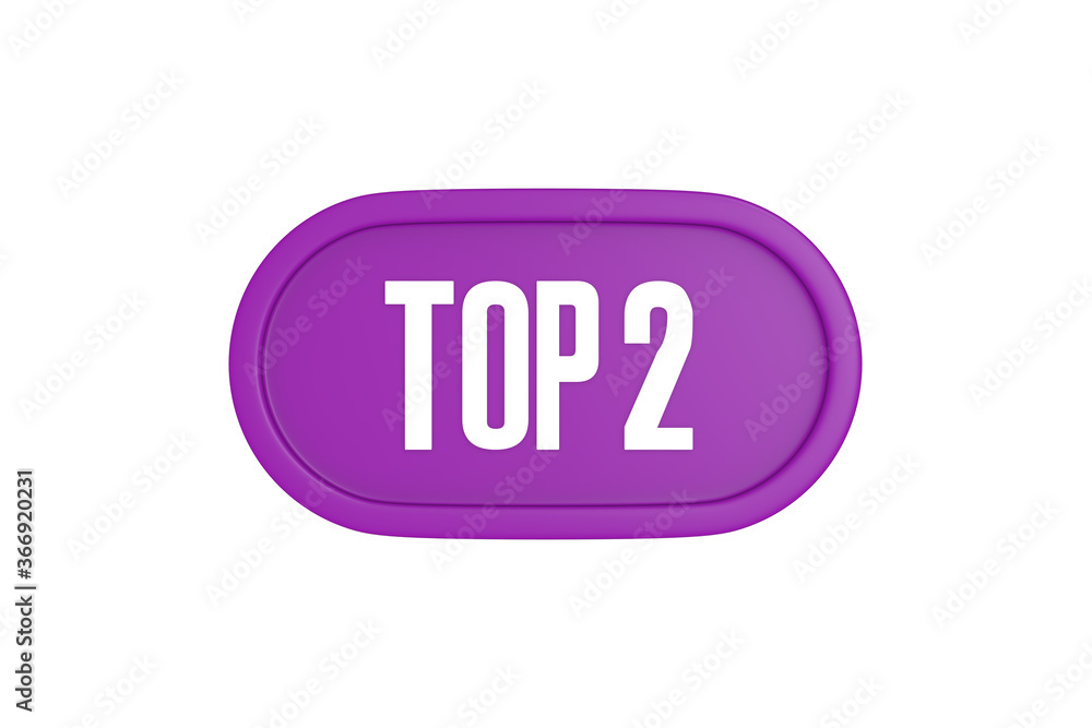 Top 2 sign in purple color isolated on white background, 3d illustration. Top 2 sign in purple color isolated on white background, 3d illustration.