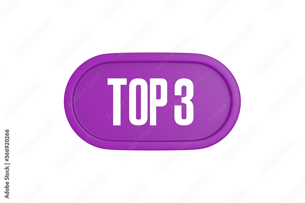 Top 3 sign in purple color isolated on white background, 3d illustration. Top 3 sign in purple color isolated on white background, 3d illustration.