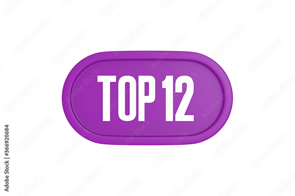 Top 12 sign in purple color isolated on white background, 3d illustration. Top 12 sign in purple color isolated on white background, 3d illustration.