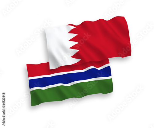 Flags of Republic of Gambia and Bahrain on a white background
