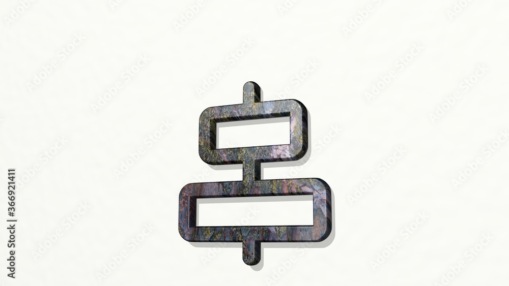 align center made by 3D illustration of a shiny metallic sculpture on a wall with light background. icon and alignment align center made by 3D illustration of a shiny metallic sculpture on a wall with light background. icon and alignment