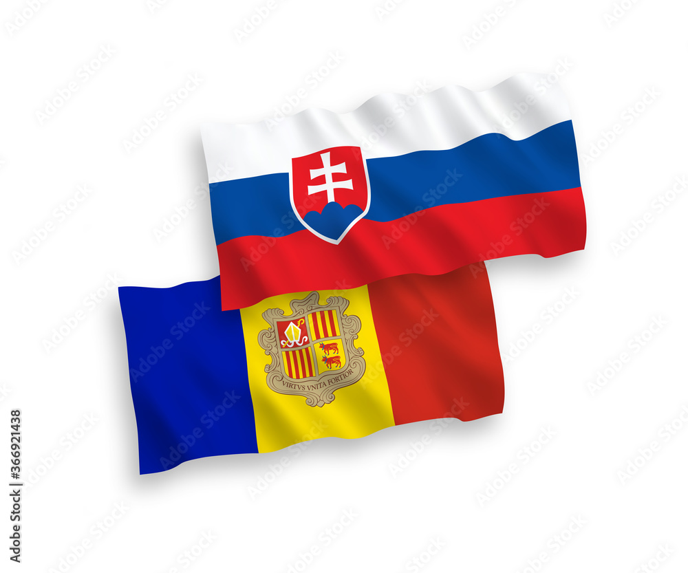 Fototapeta premium Flags of Slovakia and Andorra on a white background