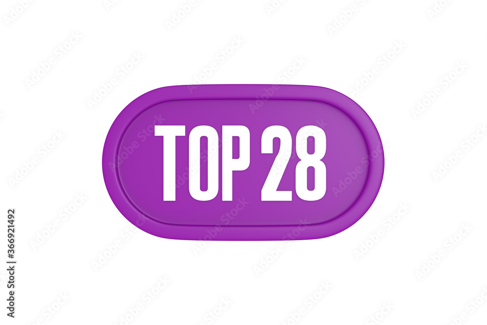 Top 28 sign in purple color isolated on white background, 3d illustration. Top 28 sign in purple color isolated on white background, 3d illustration.