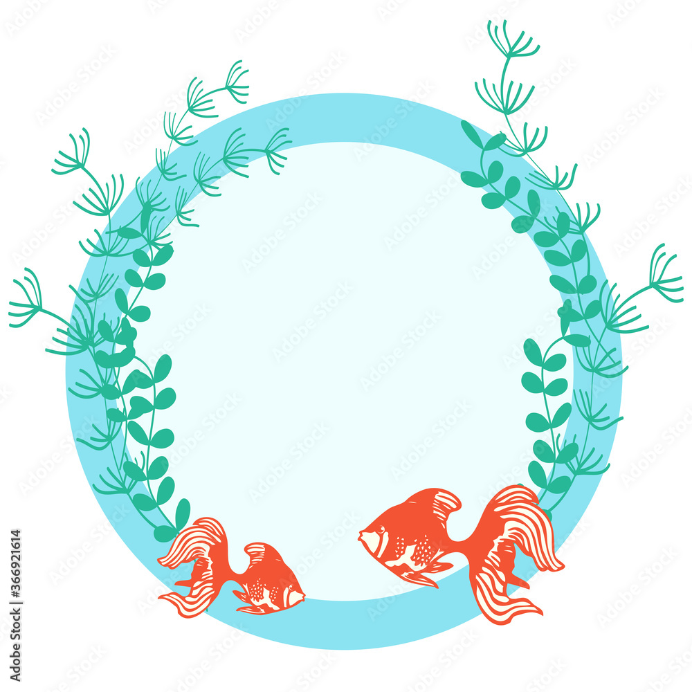 金魚と水草の丸フレームイラスト Stock Vector Adobe Stock 金魚と水草の丸フレームイラスト Stock Vector Adobe Stock