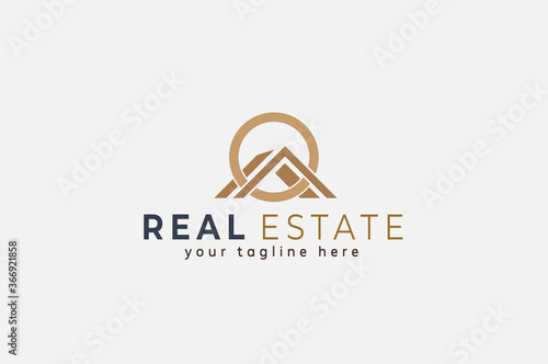 Real Estate logo letter O design template, vector illustration
