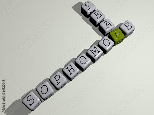 combination of sophomore year built by cubic letters from the top perspective, excellent for the concept presentation