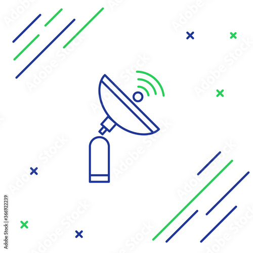 Line Radar icon isolated on white background. Search system. Satellite sign. Colorful outline concept. Vector.