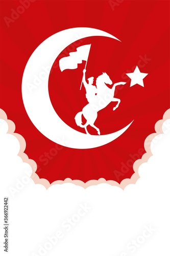 military soldier waving flag in horse turkey celebration