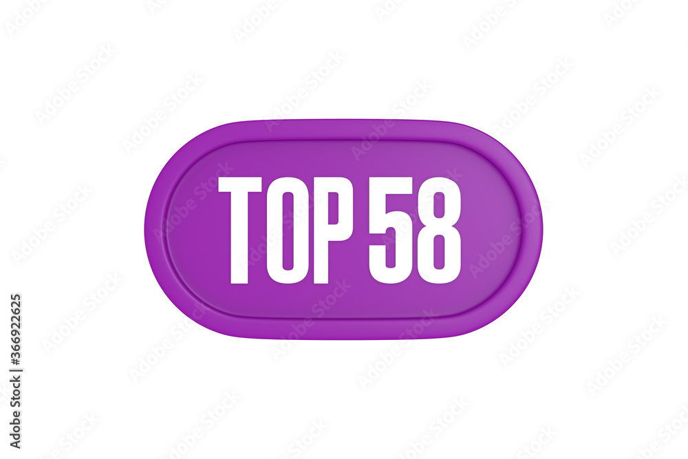 Top 58 sign in purple color isolated on white background, 3d illustration. Top 58 sign in purple color isolated on white background, 3d illustration.