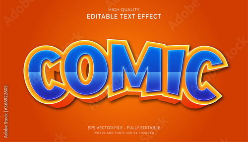 comic text effect, editable 3d cartoon text style effect.