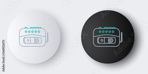 Line Music tape player icon isolated on grey background. Portable music device. Colorful outline concept. Vector.