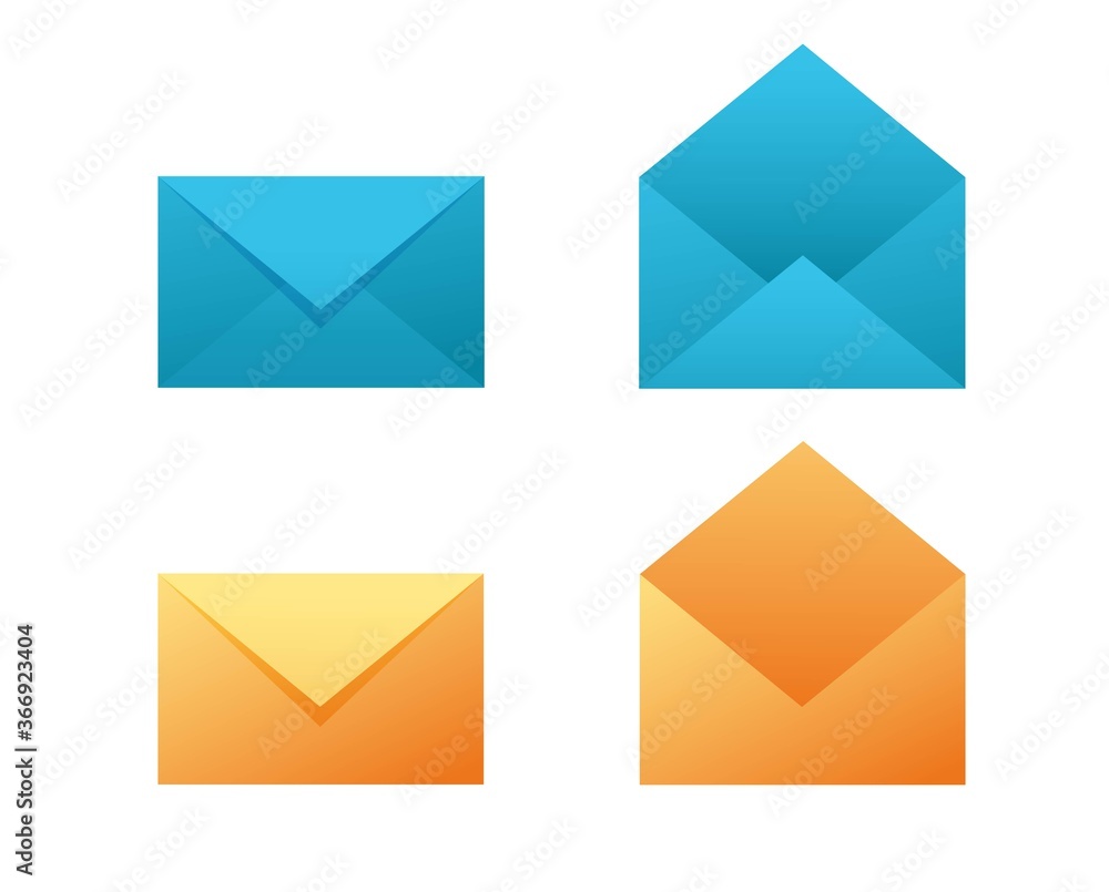 Envelope mail icon vector open and closed flat cartoon symbol clipart isolated on white background Envelope mail icon vector open and closed flat cartoon symbol clipart isolated on white background