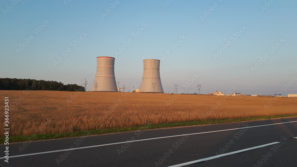 View of the nuclear power plant from the road View of the nuclear power plant from the road