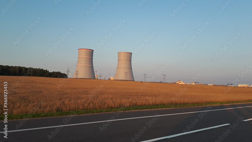 View of the nuclear power plant from the road View of the nuclear power plant from the road