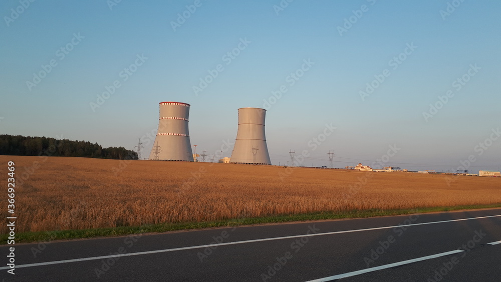View of the nuclear power plant from the road View of the nuclear power plant from the road