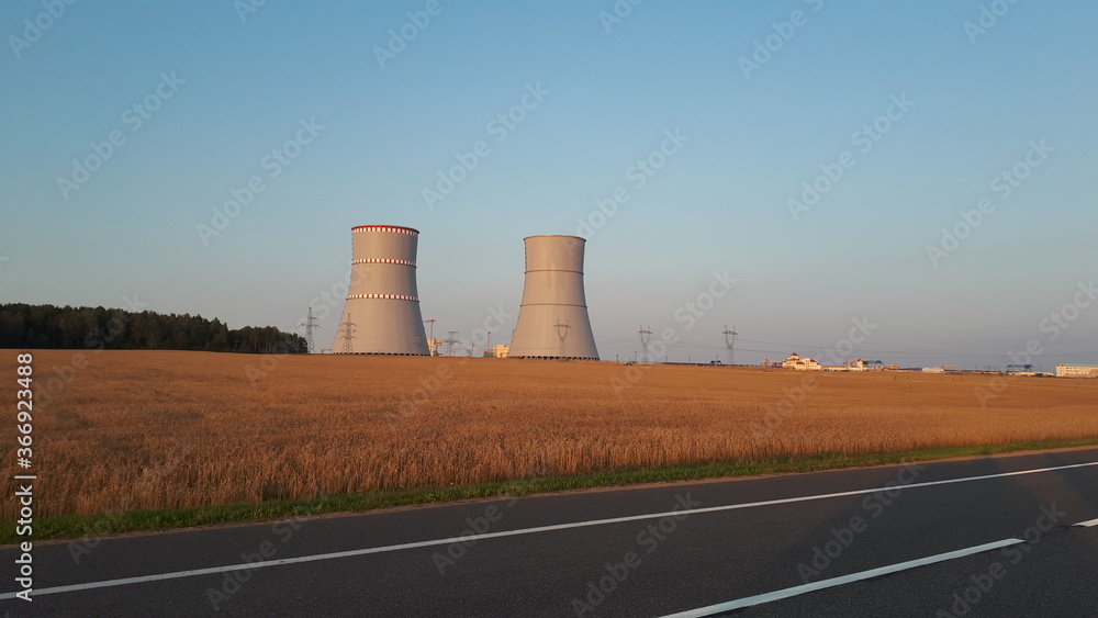 View of the nuclear power plant from the road View of the nuclear power plant from the road