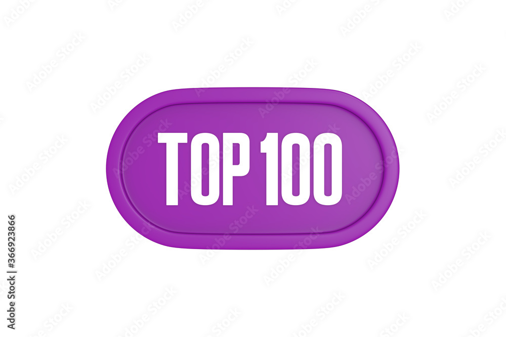 Top 100 sign in purple color isolated on white background, 3d illustration. Top 100 sign in purple color isolated on white background, 3d illustration.