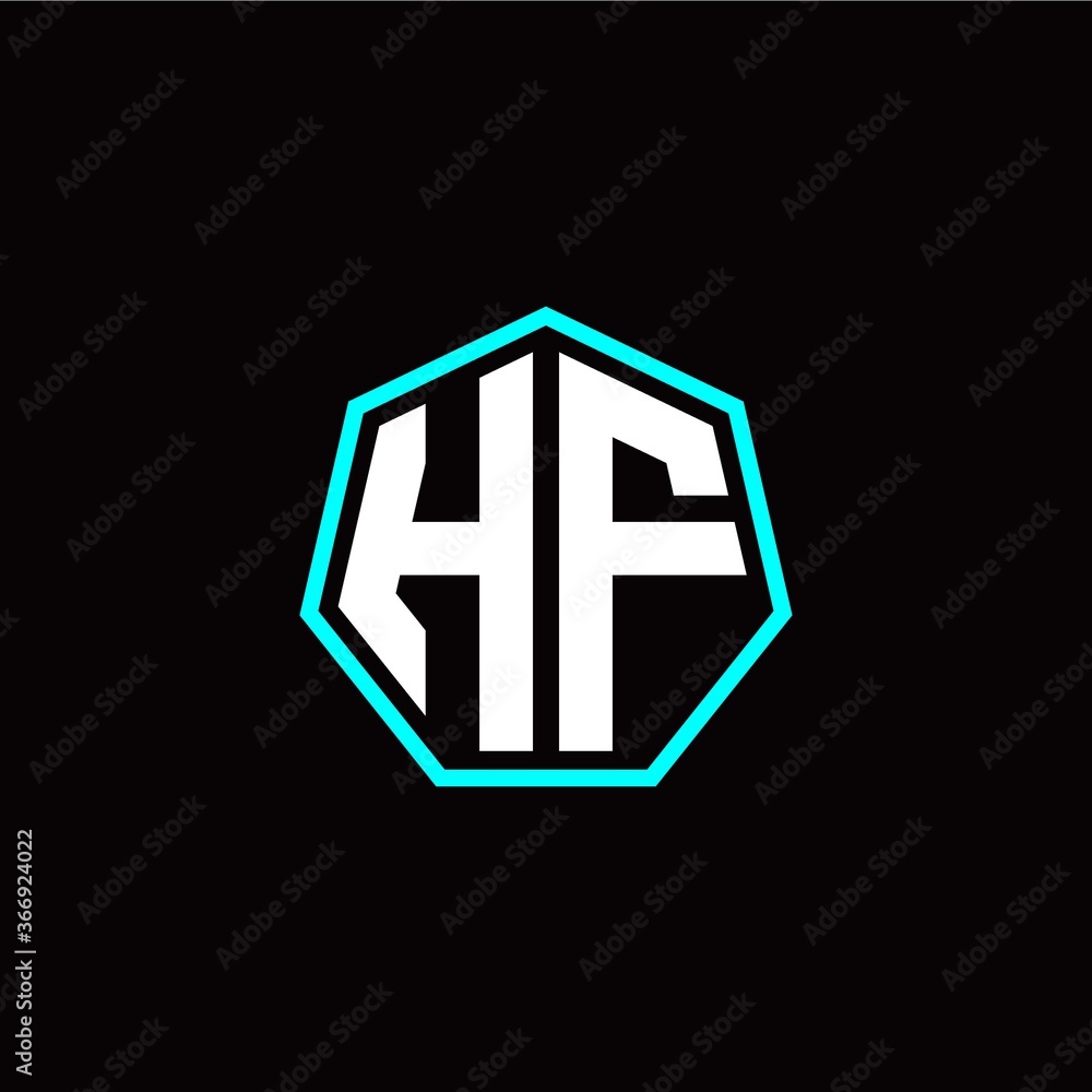 H F initials modern polygon logo template H F initials modern polygon logo template