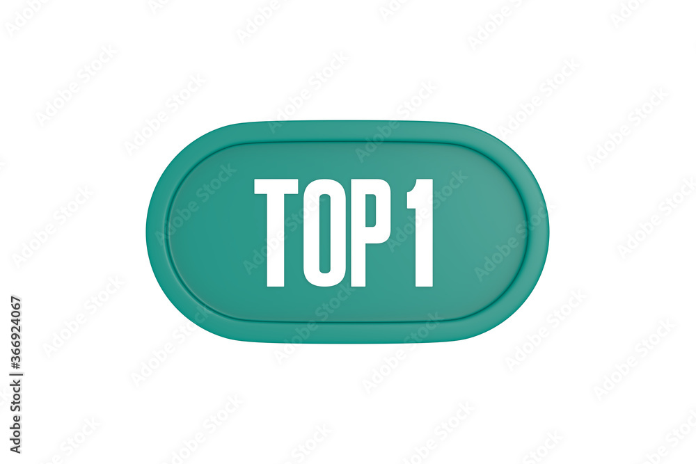 Top 1 sign in teal color isolated on white color background, 3d illustration. Top 1 sign in teal color isolated on white color background, 3d illustration.