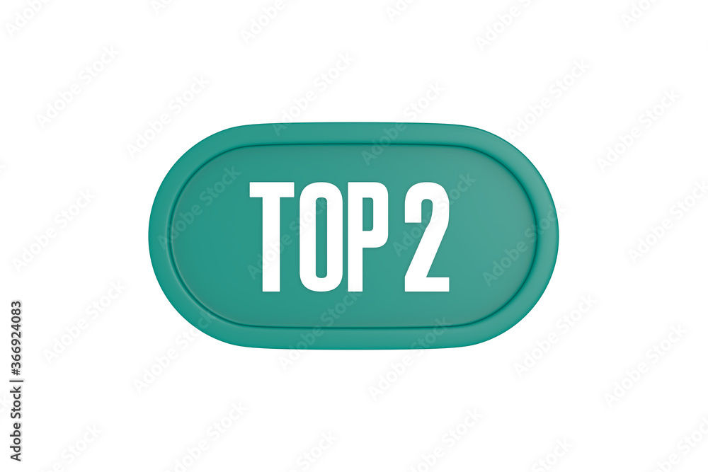 Top 2 sign in teal color isolated on white color background, 3d illustration. Top 2 sign in teal color isolated on white color background, 3d illustration.