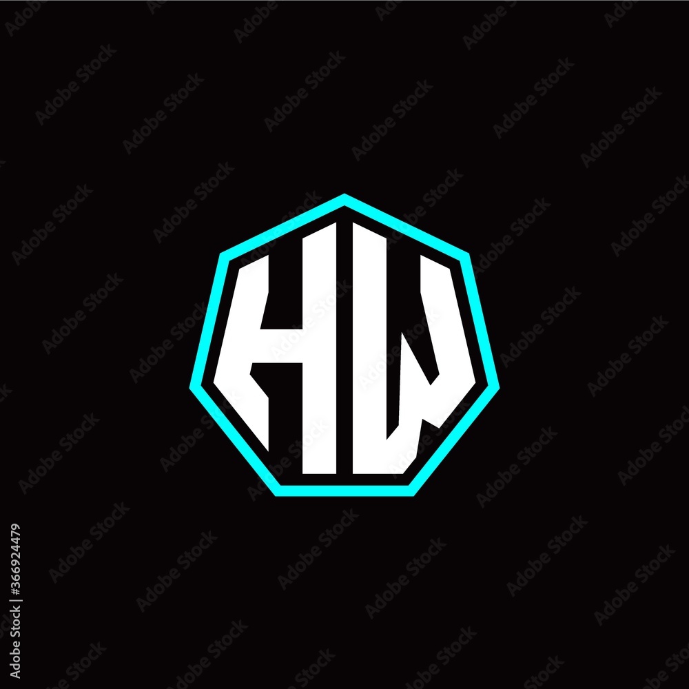 H W initials modern polygon logo template H W initials modern polygon logo template