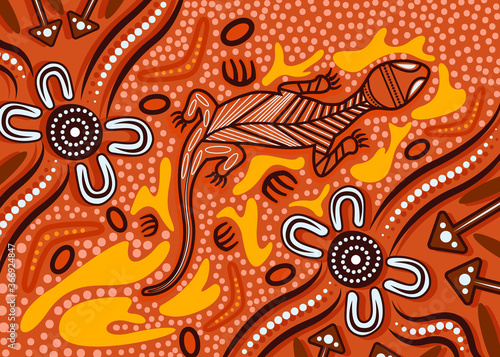 Aboriginal dot art vector background photo