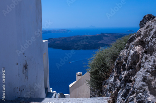 white walls and views of Santorini