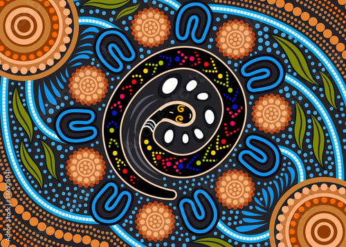 Aboriginal rainbow serpent background