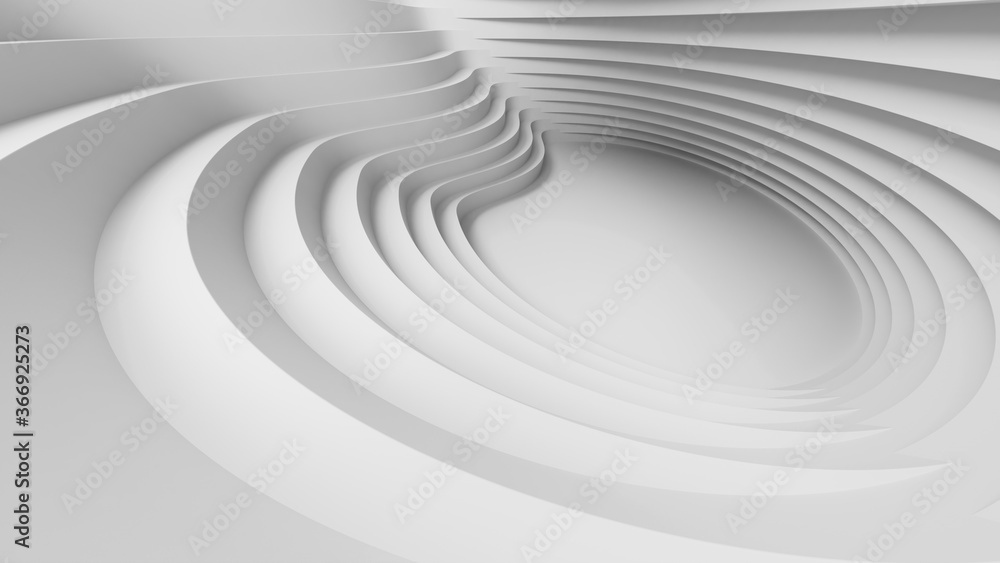 Fototapeta premium 3D White background with curve abstract stairs