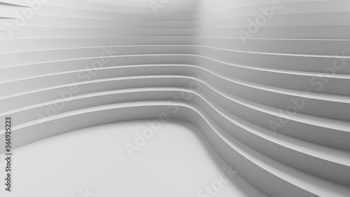 3D White background with curve abstract stairs