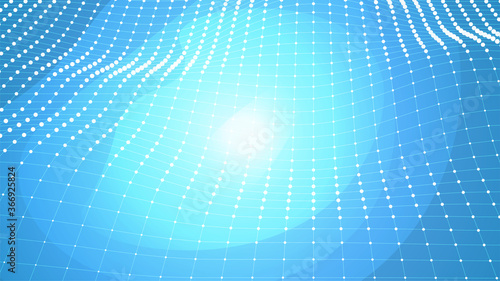 Abstract blue background. 3d computer landscape. Geometric grid pattern. Technology texture. Empty space. Hi tech wallpaper. Presentation, web banner or print template. Stock vector illustration