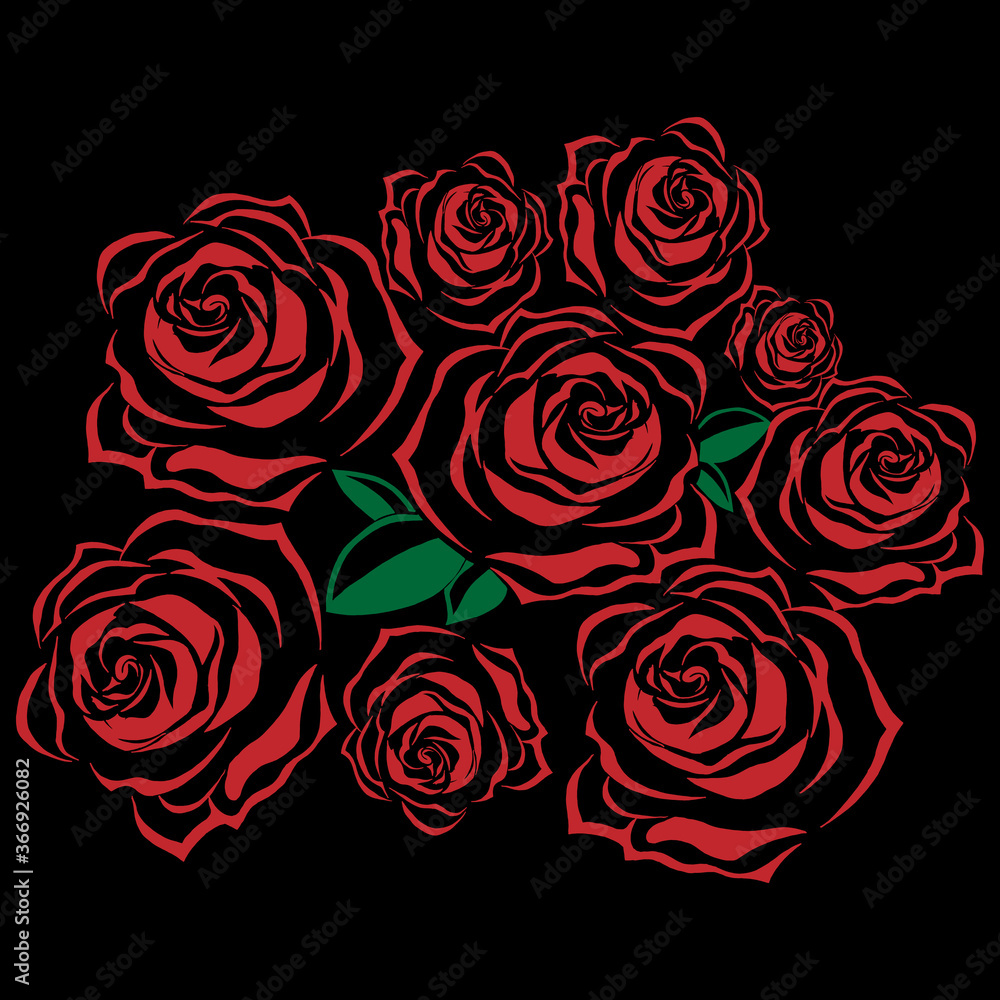 Bouquet of roses. Vector illustration of a large bouquet of roses. Bouquet of roses. Vector illustration of a large bouquet of roses.